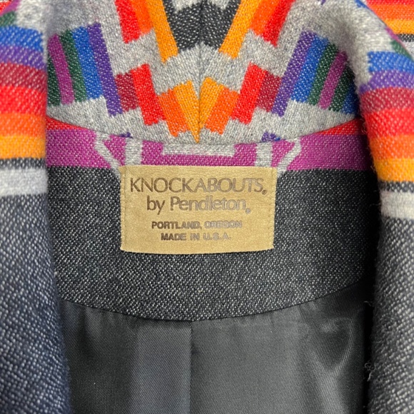 Vintage 90s Pendleton Knockabouts Aztec Southwest Tribal Wool Blazer Coat - L - Picture 4 of 5